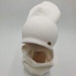 Czapka dziecięca i komin prążkowany ecru