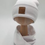 Czapka i komin prążkowane dziecięce biała