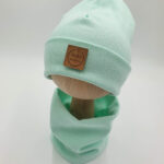 Czapka dziecięca i komin prążkowany mięta