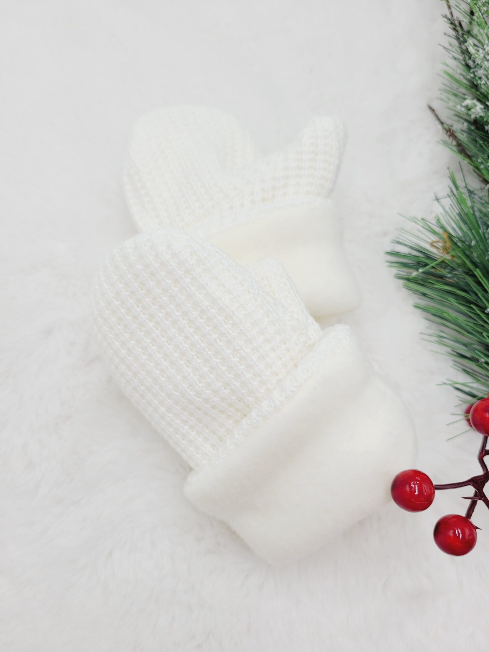 Rękawiczki zimowe ecru