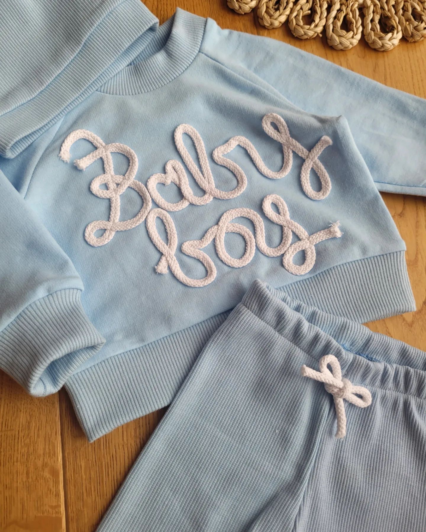 Bluza i legginsy prążkowane dziecięce Baby Blue