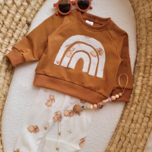 Bluza z tęczą i legginsy prążkowane Sweet Bunny