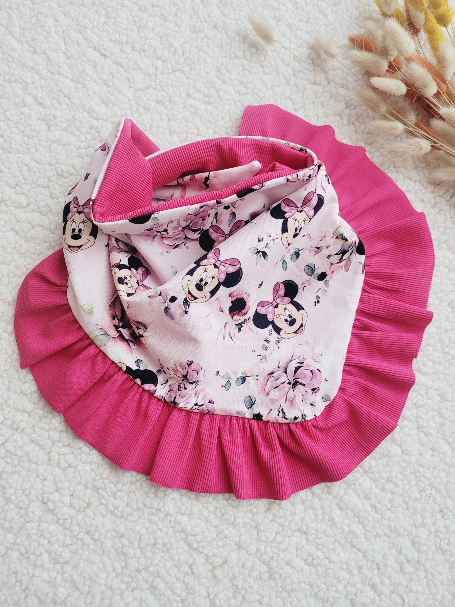 Chusta z falbanką Minnie fuksja