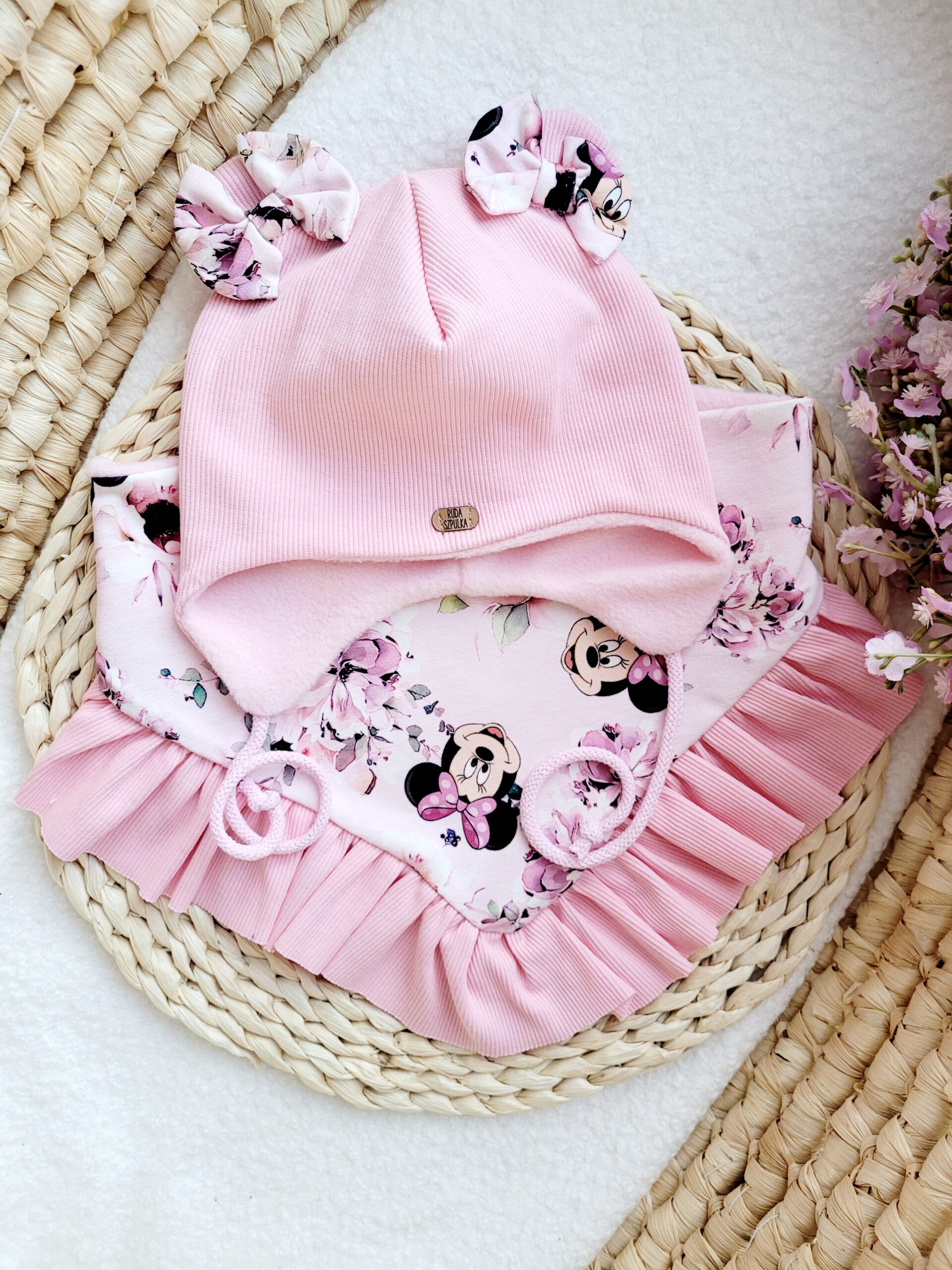 Komplet wiązany dla dziewczynki Minnie Różowy