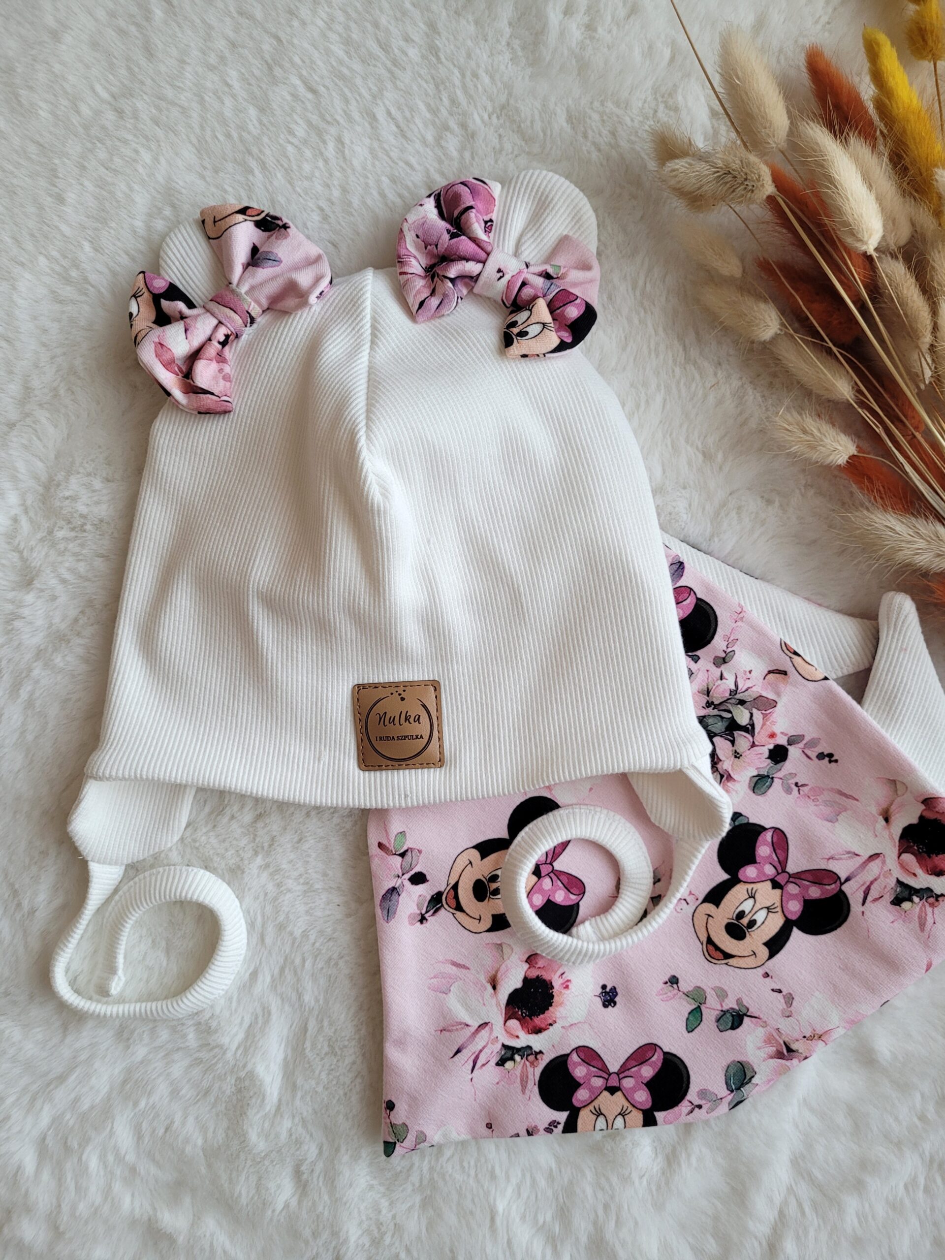 Komplet wiązany dla dziewczynki Minnie ecru