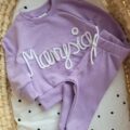 Bluza i legginsy dla dziewczynki z napisem Marysia kolor lawenda
