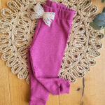 Legginsy prążkowane dla dziewczynki wrzosowy róż