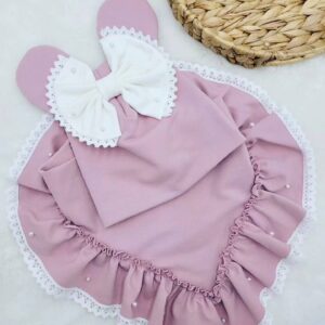 Komplet dla dziewczynki z kokardą i perełkami