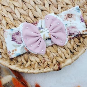 Opaska dla dziewczynki z kokardą i perełkami Purple Garden