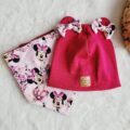 Czapka prosta prążkowana dla dziewczynki Minnie malina
