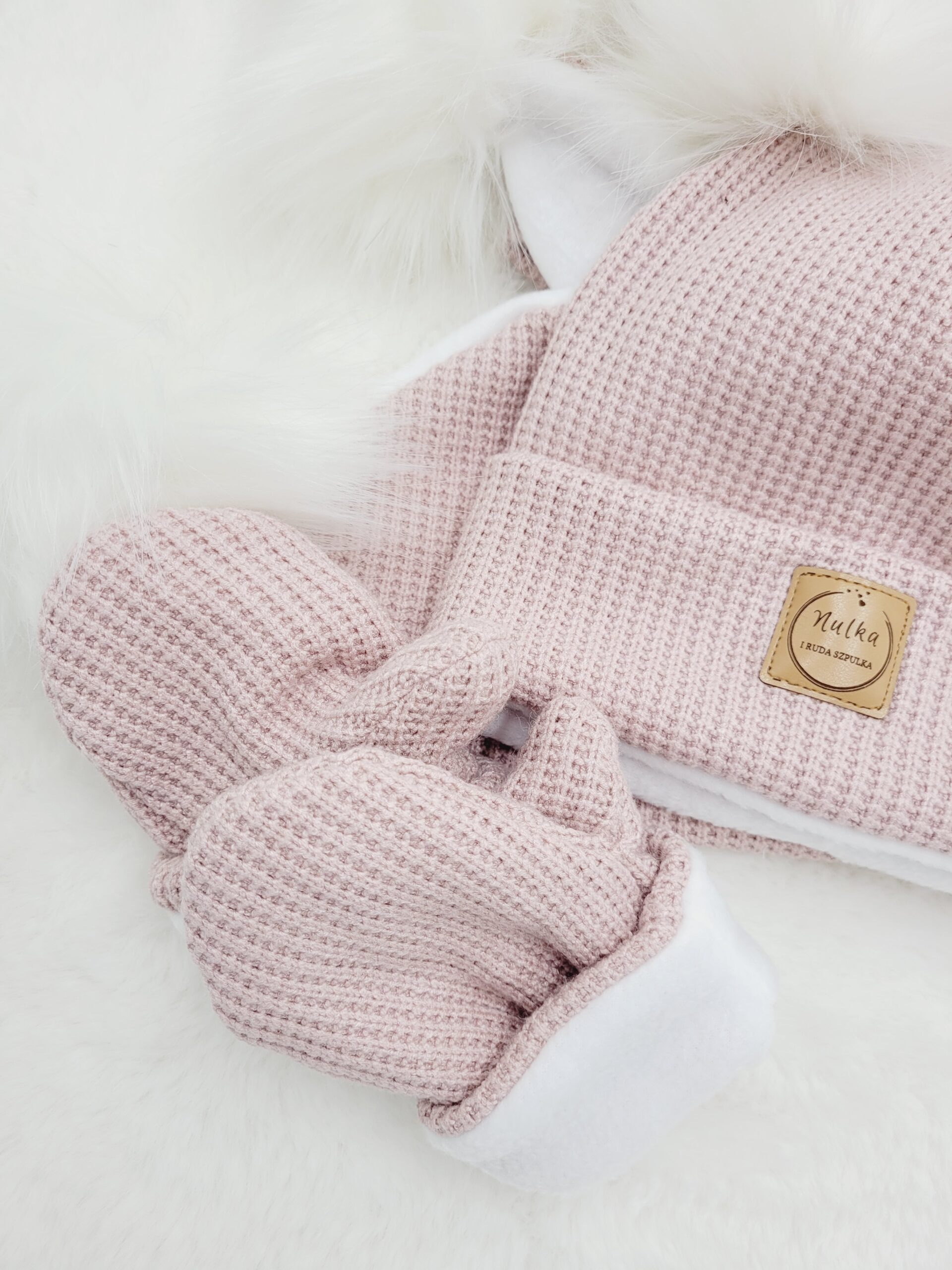 Rękawiczki zimowe róż pastelowy