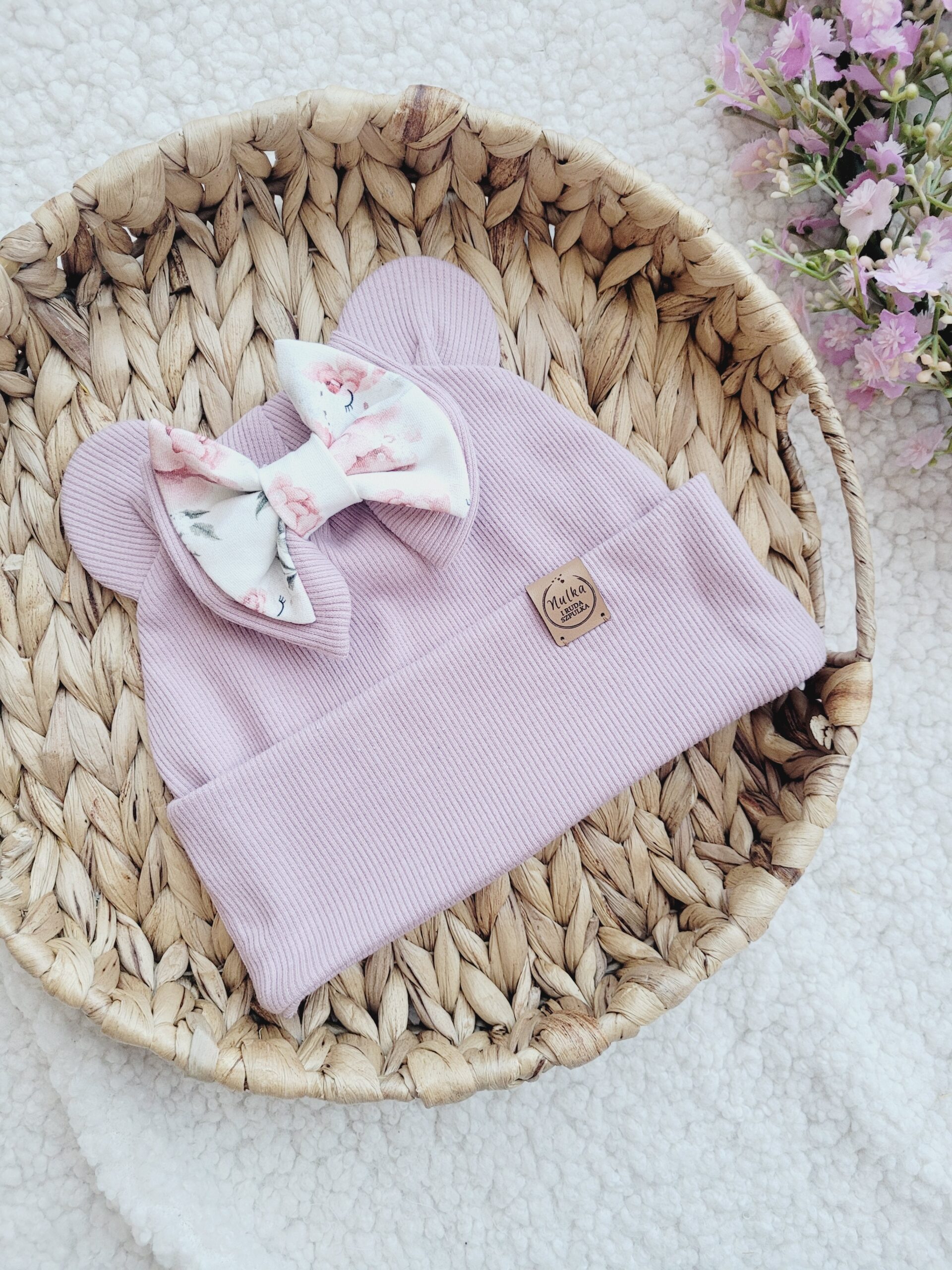 Czapka dla dziewczynki Peony pastelowy róż