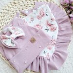 Komplet dla dziewczynki z perełkami Peony pastelowy róż