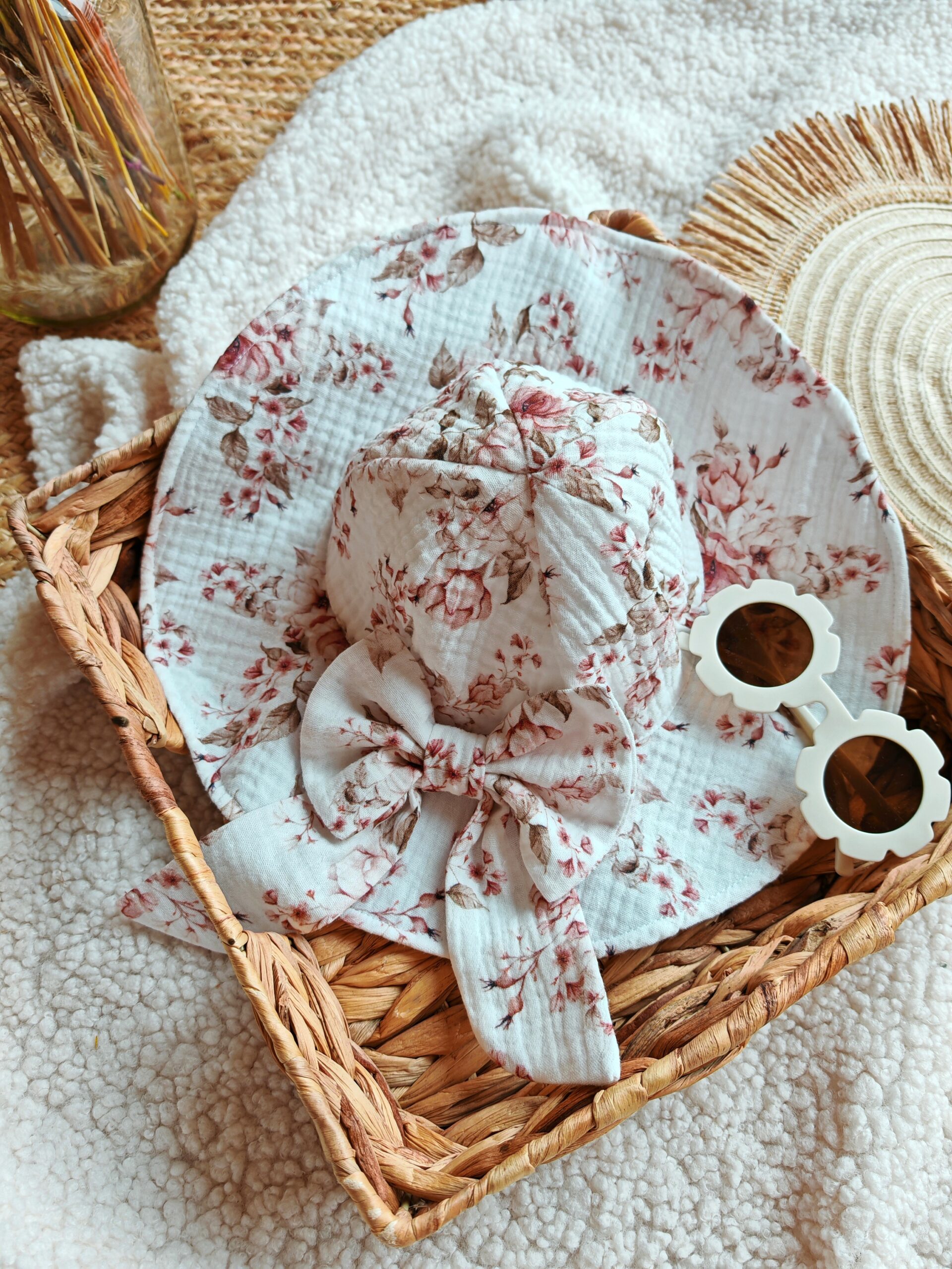 Kapelusz dla dziewczynki z kokardą Rosie biel