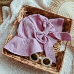 Kapelusz muślinowy dla dziewczynki brudny róż