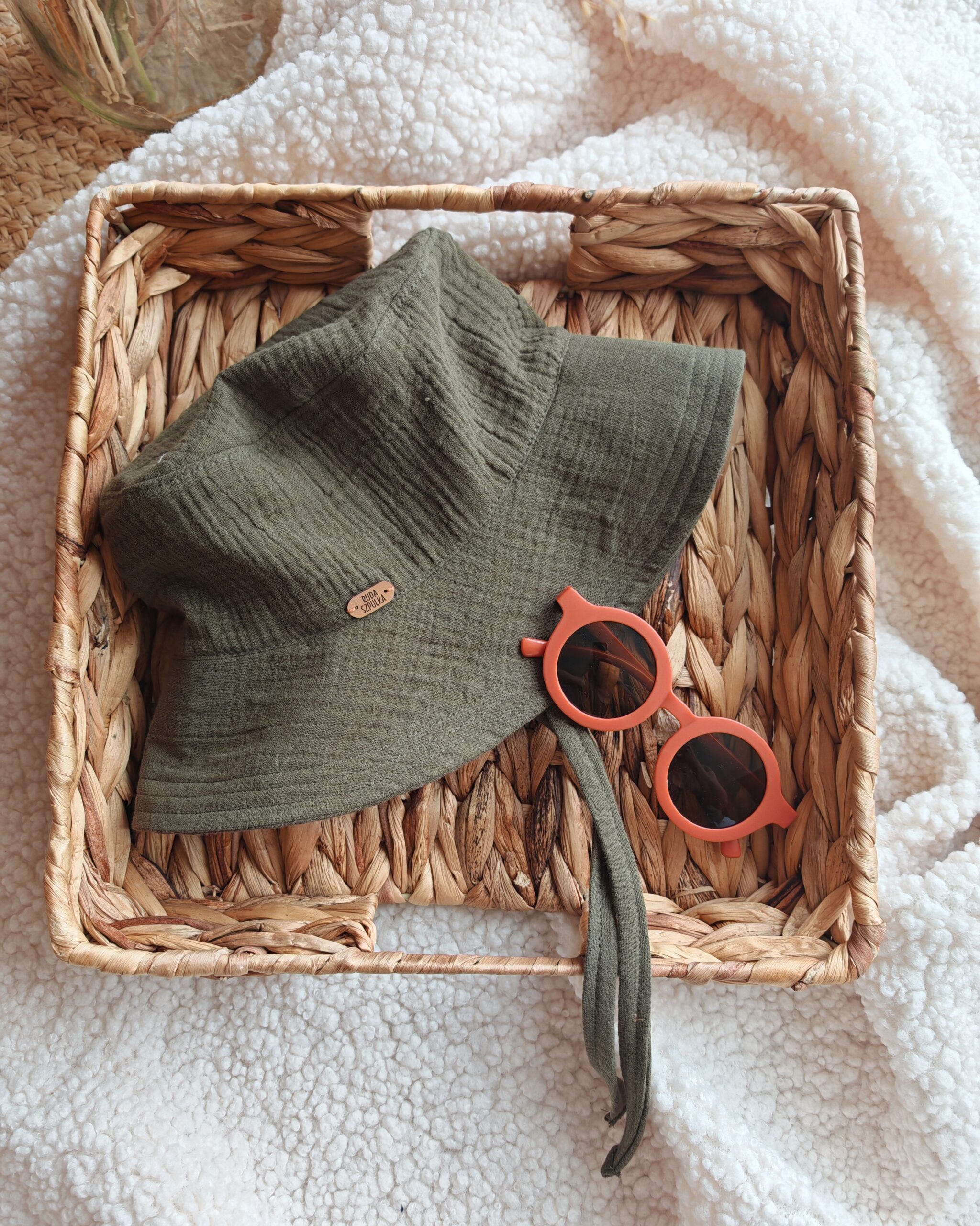 Kapelusz muślinowy dla chłopca khaki