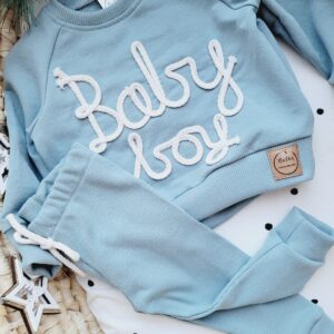 Legginsy prążkowane dla dziecka Brudny niebieski