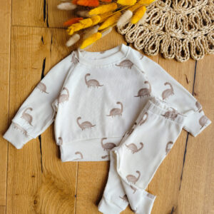 Bluza i legginsy prążkowane dla dziecka Dinozaury