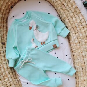 Legginsy prążkowane dla dziecka Miętowe