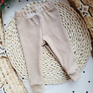 Legginsy prążkowane dla dziecka Jasny beż